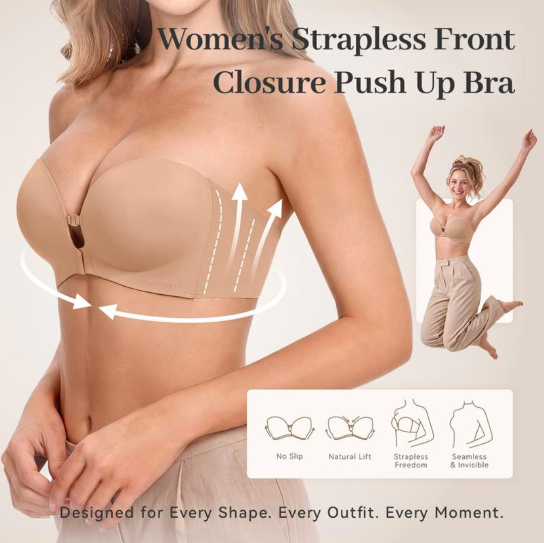 Womens Strapless Front Closure Bra