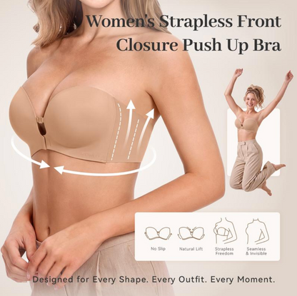 Womens Strapless Front Closure Bra